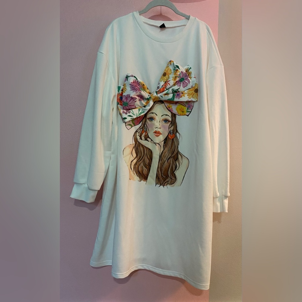 Shein Unity Plus Figure Graphic Bow Front Drop Sh… - image 2